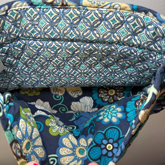 Vera Bradley Mod Floral Blue Zip Crossbody Bag Purse - Picture 6 of 8